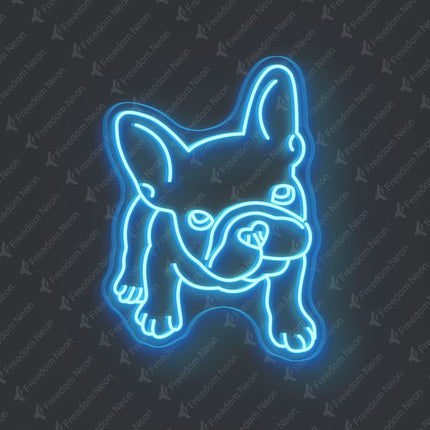 Ice Blue French Bulldog Neon Sign