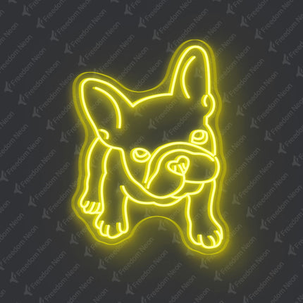 Lemon Yellow French Bulldog Neon Sign