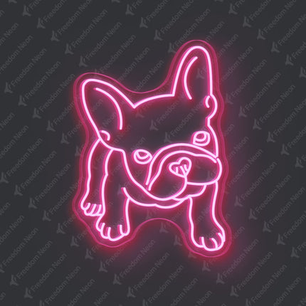Light Pink French Bulldog Neon Sign