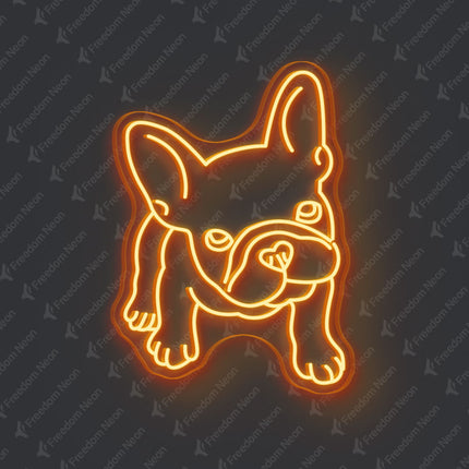 Orange French Bulldog Neon Sign