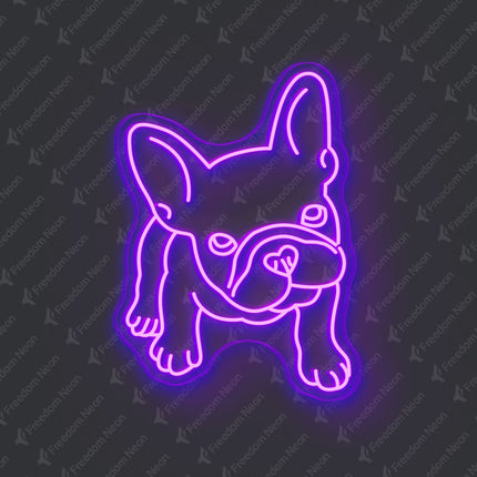 Purple French Bulldog Neon Sign