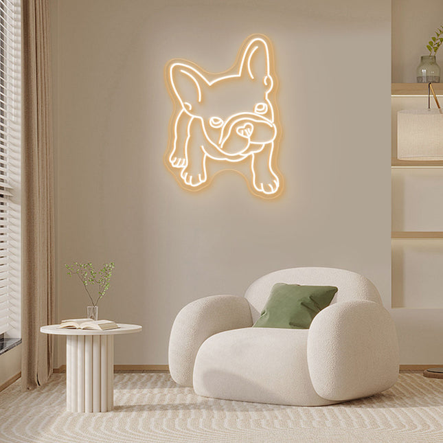 Warm White French Bulldog Neon Sign