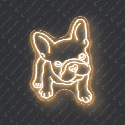 Warm White French Bulldog Neon Sign