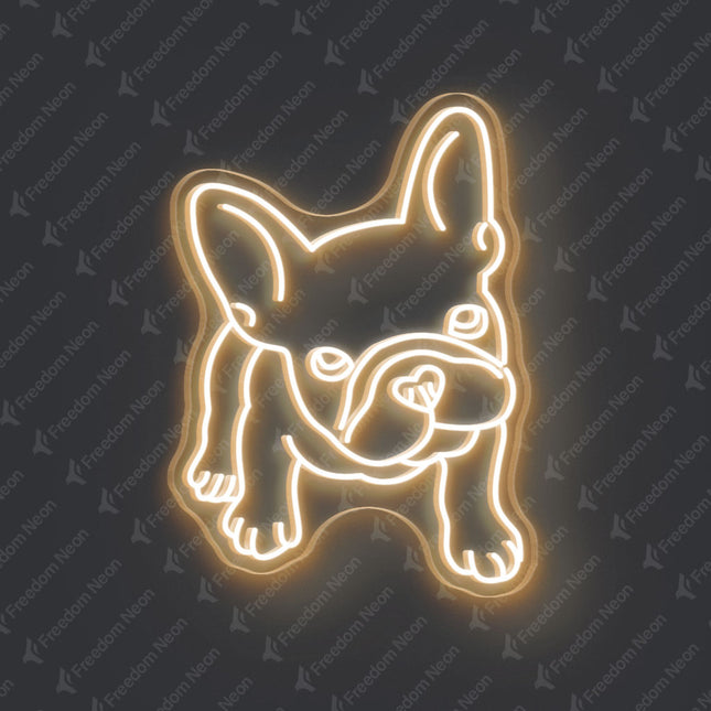 Warm White French Bulldog Neon Sign