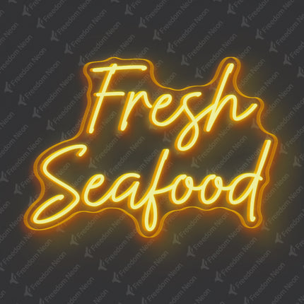Golden Yellow Fresh Seafood Neon Sign