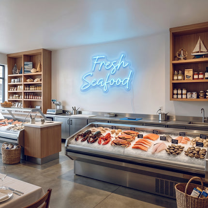 Ice Blue Fresh Seafood Neon Sign