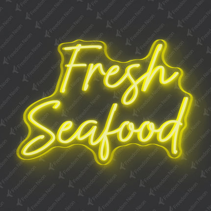 Lemon Yellow Fresh Seafood Neon Sign