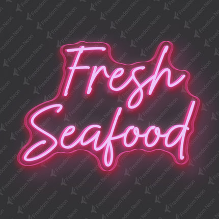Light Pink Fresh Seafood Neon Sign