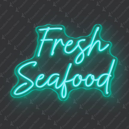 Mint Green Fresh Seafood Neon Sign