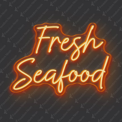 Orange Fresh Seafood Neon Sign