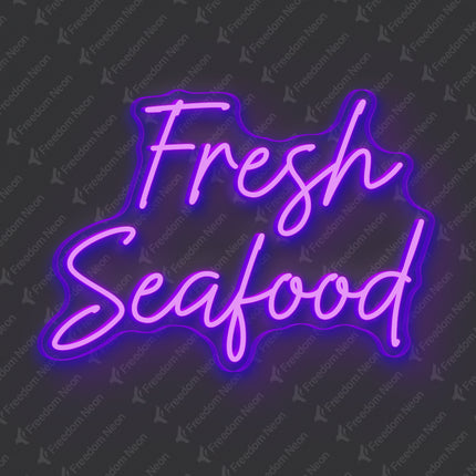 Purple Fresh Seafood Neon Sign