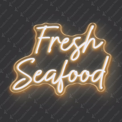 Warm White Fresh Seafood Neon Sig