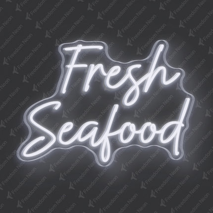 White Fresh Seafood Neon Sign