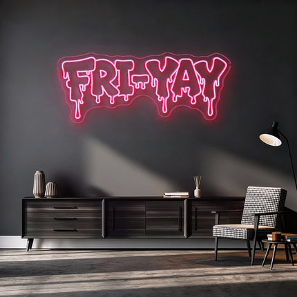 Light Pink FRI-YAY Drip Neon Sign