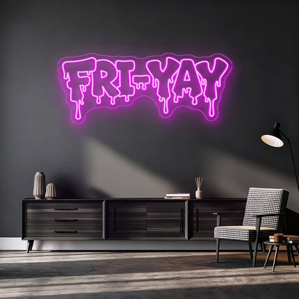 Pink FRI-YAY Drip Neon Sign
