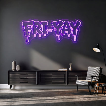 Purple FRI-YAY Drip Neon Sign