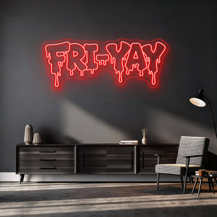 Red FRI-YAY Drip Neon Sign