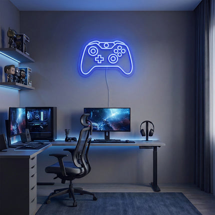 Blue Game Controller Neon Sign