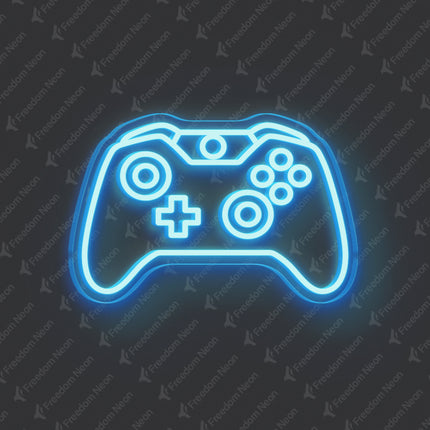 Ice Blue Game Controller Neon Sign