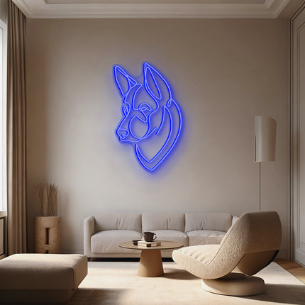 Blue German Shepherd Neon Sign