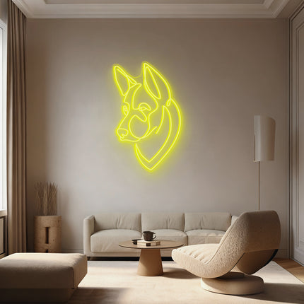 Lemon Yellow German Shepherd Neon Sign