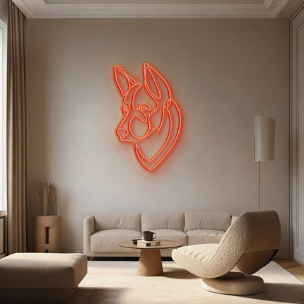 Orange German Shepherd Neon Sign