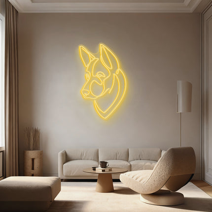 Warm White German Shepherd Neon Sign