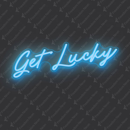 Ice Blue Get Lucky Neon Sign