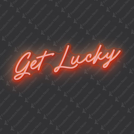 Orange Get Lucky Neon Sign