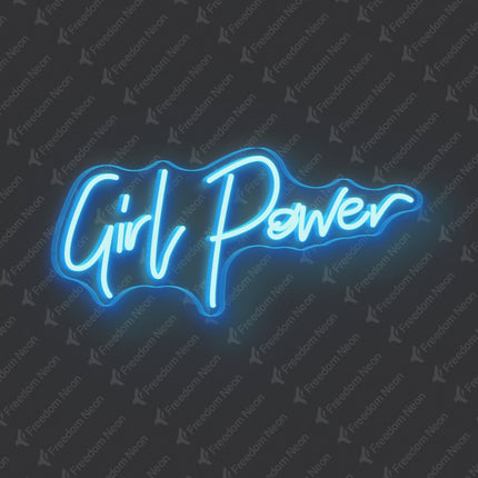 Ice Blue Girl Power Neon Sign