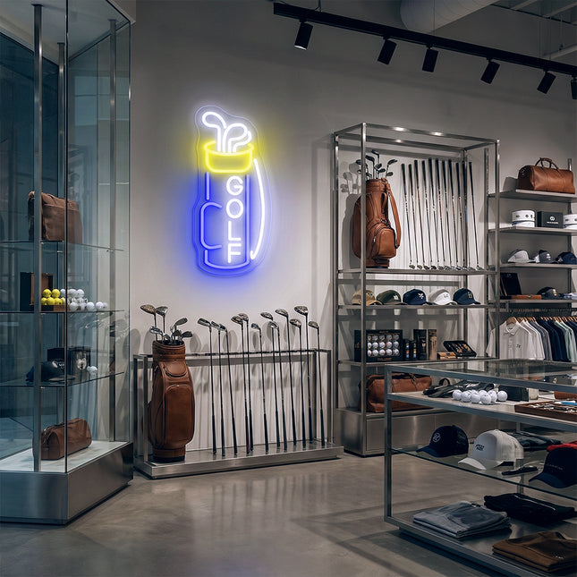 Blue Golf Bag Neon Sign