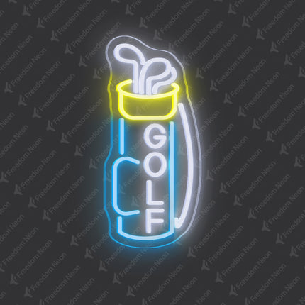 Ice Blue Golf Bag Neon Sign