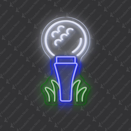 Golf Ball & Blue Tee Neon Sign