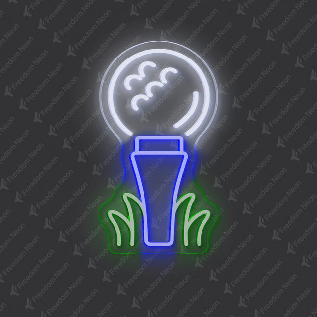 Golf Ball & Blue Tee Neon Sign