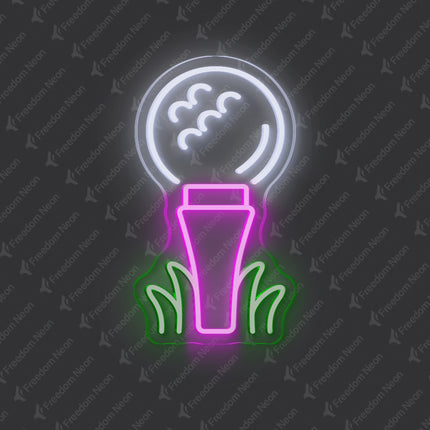 Golf Ball & Pink Tee Neon Sign