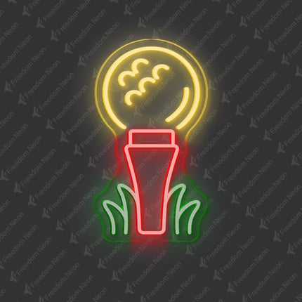 Golf Ball & Red Tee Neon Sign