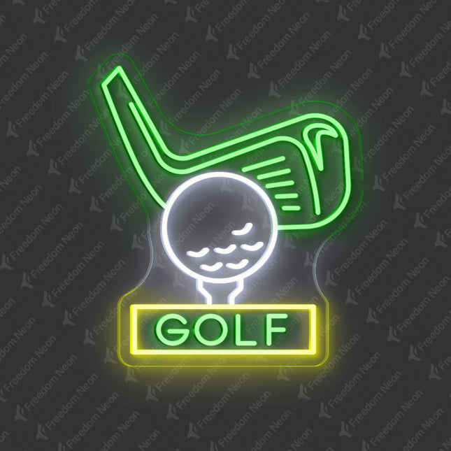 Green Golf Club & Ball GOLF Neon Sign