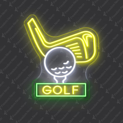 Lemon Yellow Golf Club & Ball GOLF Neon Sign
