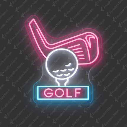 Light Pink Golf Club & Ball GOLF Neon Sign
