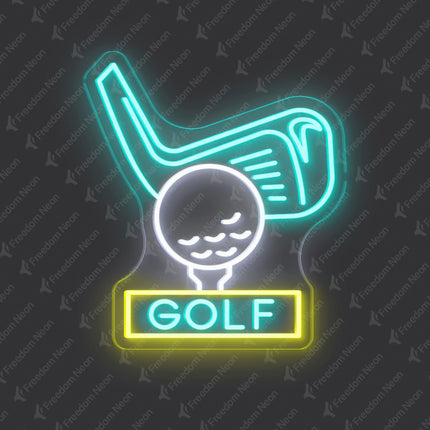 Mint Green Golf Club & Ball GOLF Neon Sign