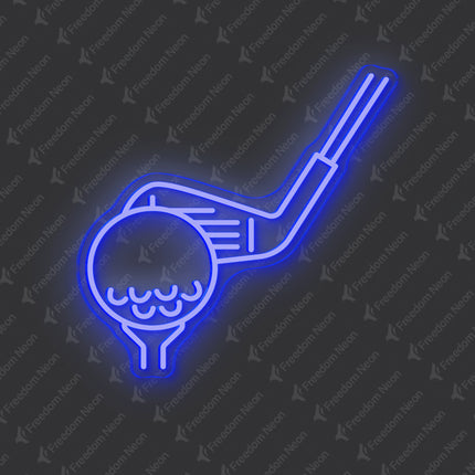 Blue Golf Club & Ball Neon Sign