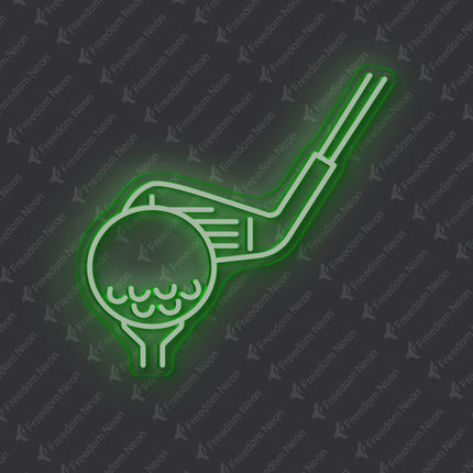 Green Golf Club & Ball Neon Sign
