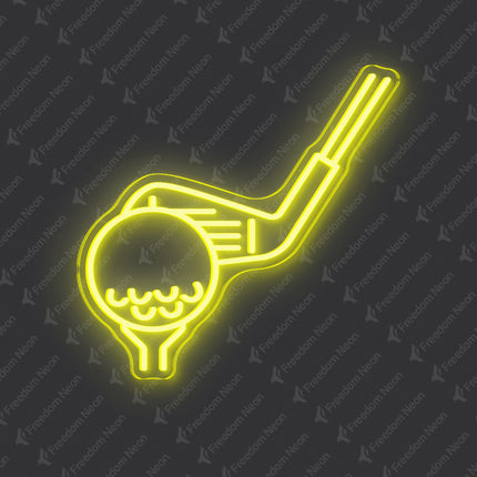 Lemon Yellow Golf Club & Ball Neon Sign