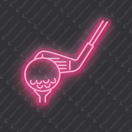 Light Pink Golf Club & Ball Neon Sign