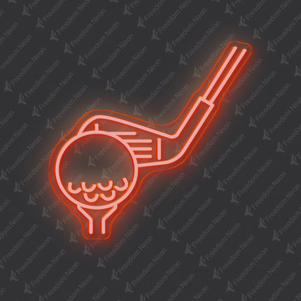 Orange Golf Club & Ball Neon Sign