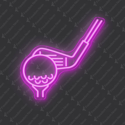 Pink Golf Club & Ball Neon Sign