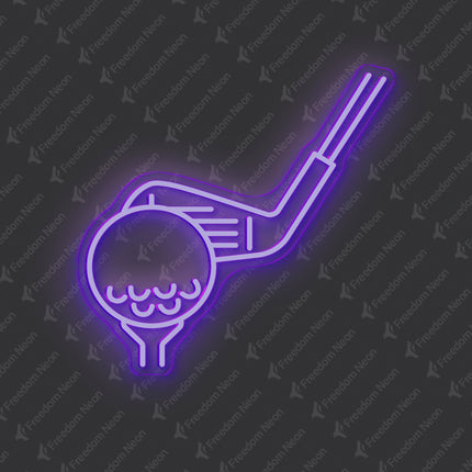 Purple Golf Club & Ball Neon Sign
