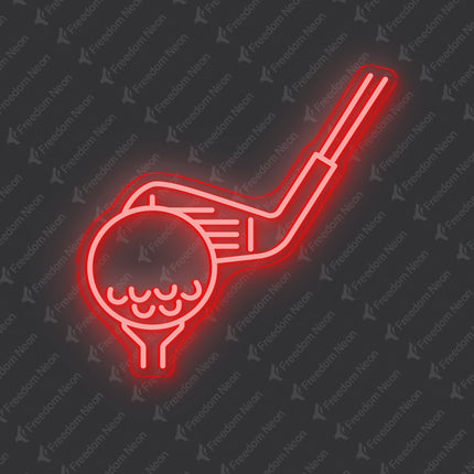 Red Golf Club & Ball Neon Sign