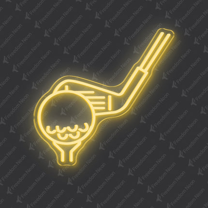 Warm White Golf Club & Ball Neon Sign