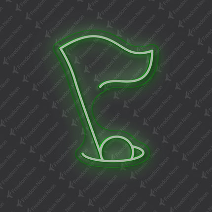 Green Golf Flag & Hole Neon Sign